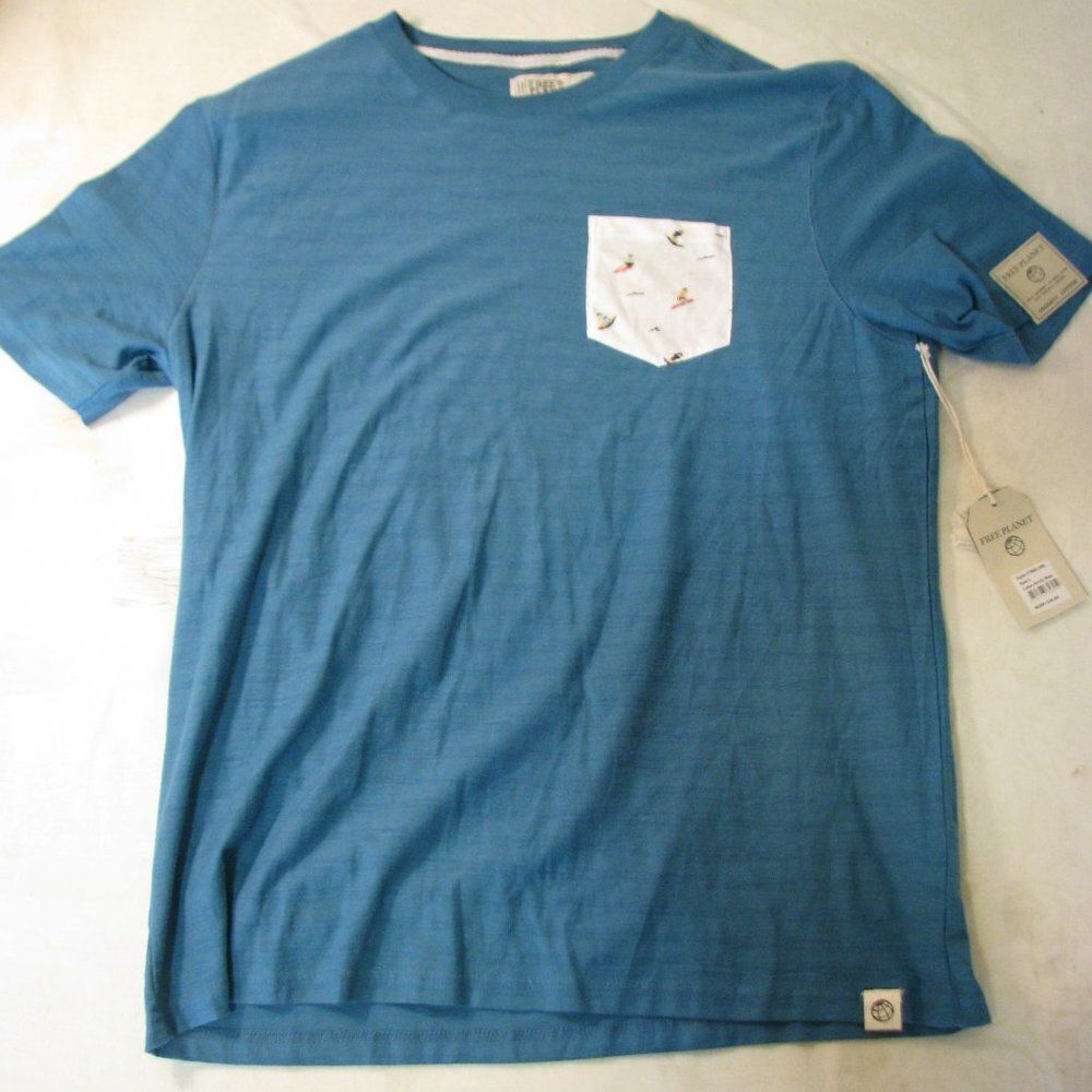 NWT Free Planet Surfers Pattern Pocket Organic T-Shirt